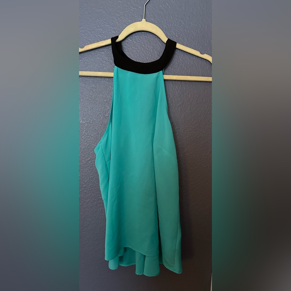 Aqua and blue sleeveless top